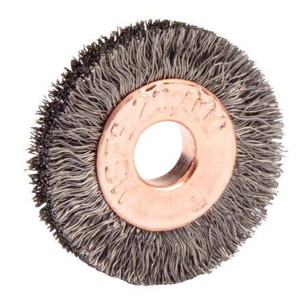 Weiler 1" Dia Crimped Wire Wheel, .006" Steel Fill, 1/4" Arbor Hole 15071